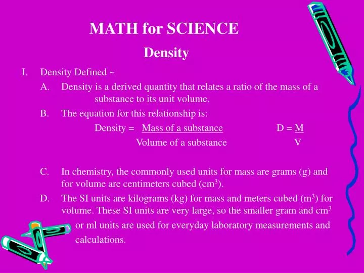 math for science density