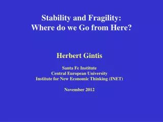 Stability and Fragility: Where do we Go from Here?