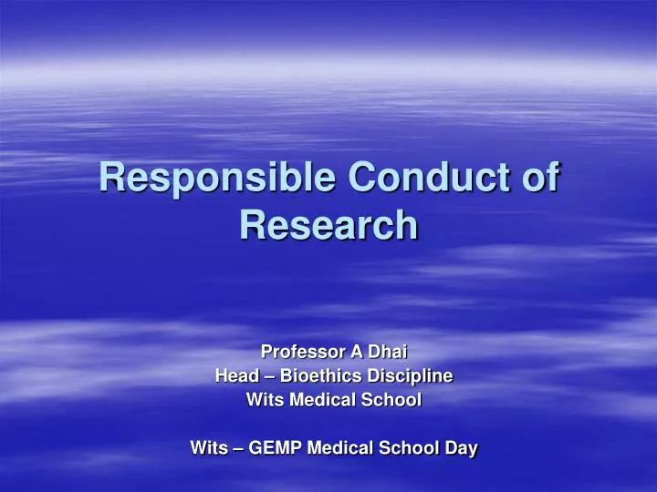 responsible conduct of research