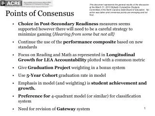 Points of Consensus