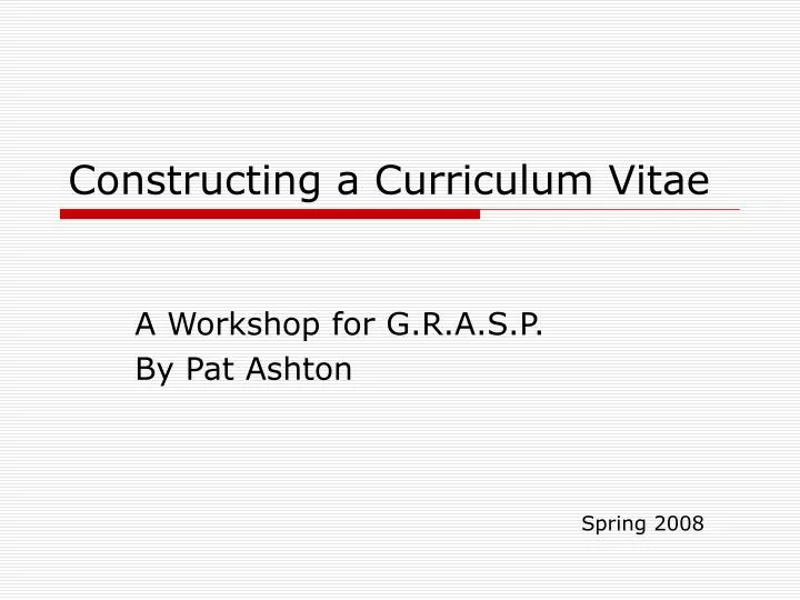 constructing a curriculum vitae