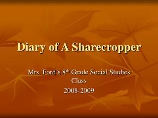 diary of a sharecropper