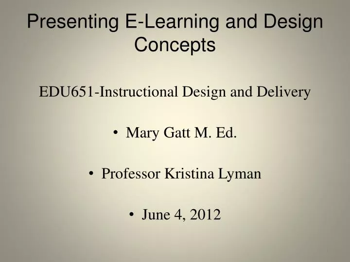 presenting e learning and design concepts