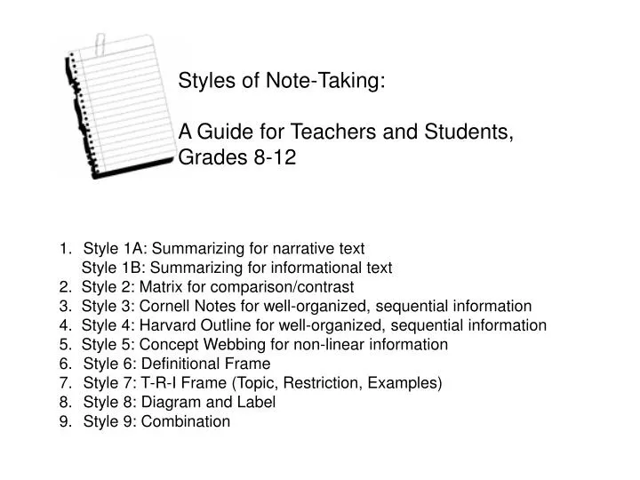outline style notes examples