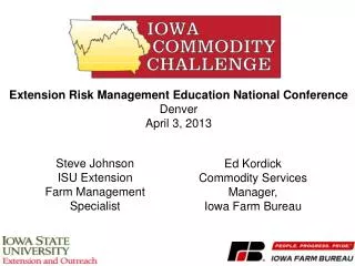 Extension Risk Management Education National Conference Denver April 3, 2013