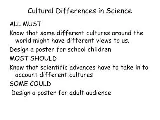 Cultural Differences in Science