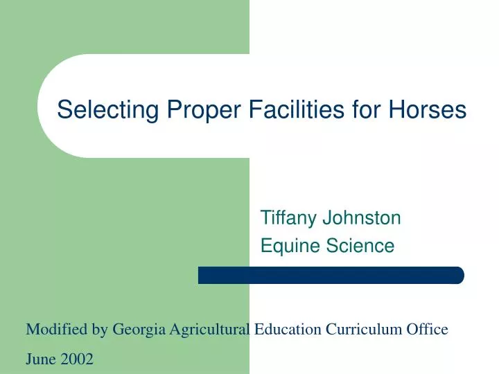 selecting proper facilities for horses