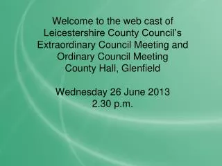 Extraordinary Meeting of the County Council