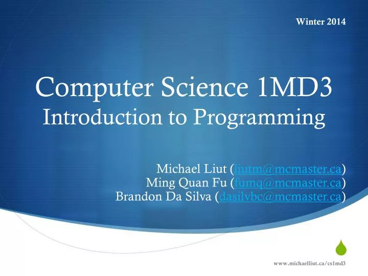 computer science 1md3 introduction to programming