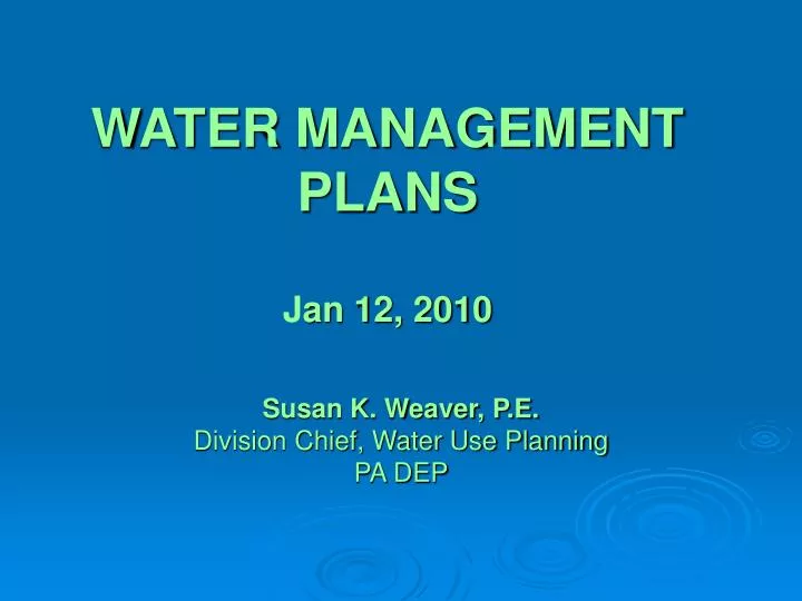 water management plans j an 12 2010