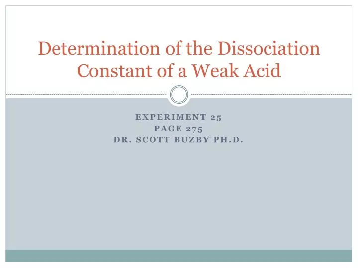 determination of the dissociation constant of a weak acid