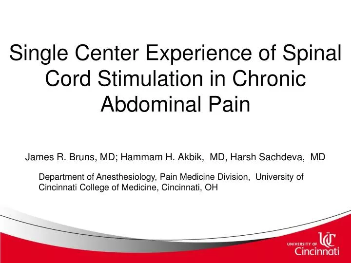 single center experience of spinal cord stimulation in chronic abdominal pain