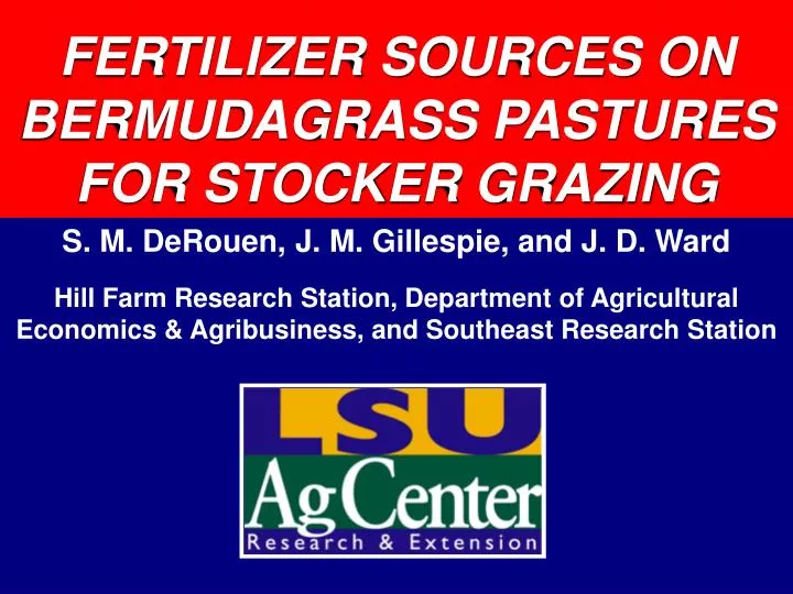 fertilizer sources on bermudagrass pastures for stocker grazing
