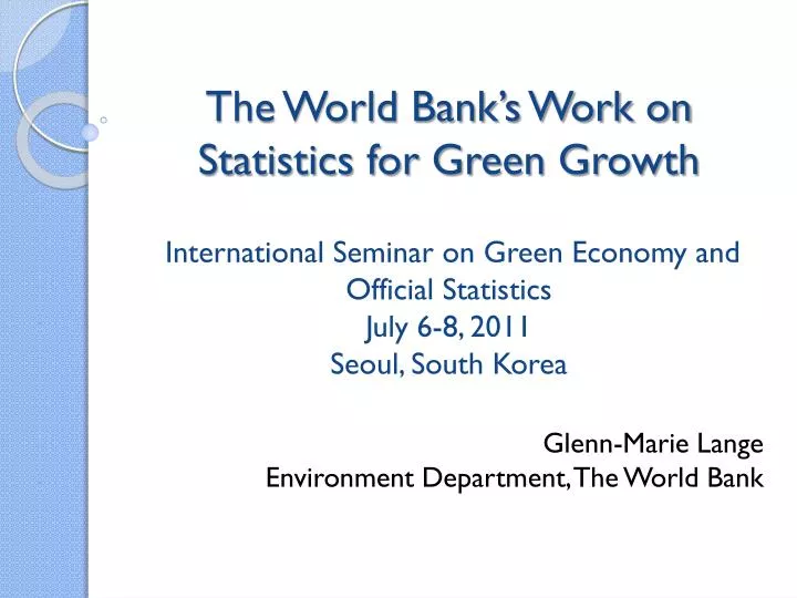 glenn marie lange environment department the world bank