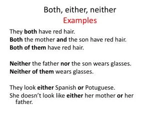 Both , either , neither Examples