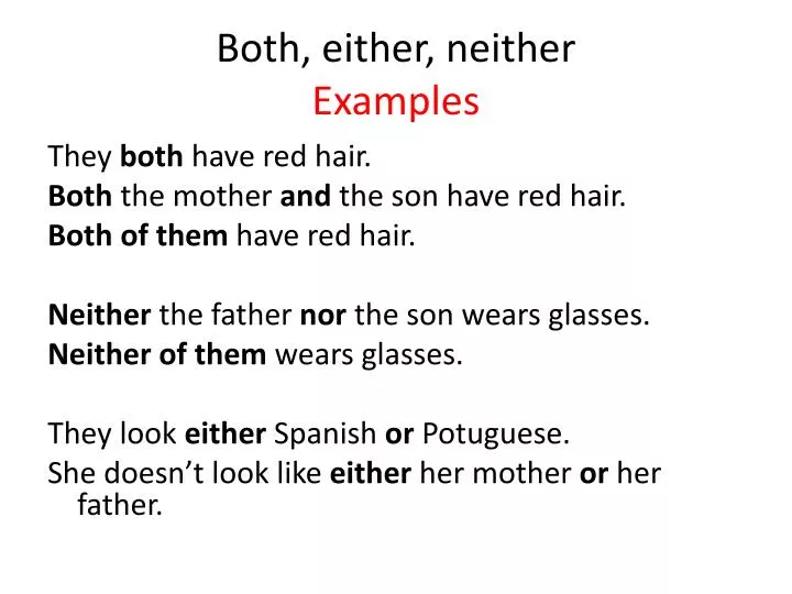 both either neither examples