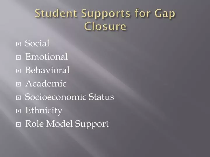 student supports for gap closure