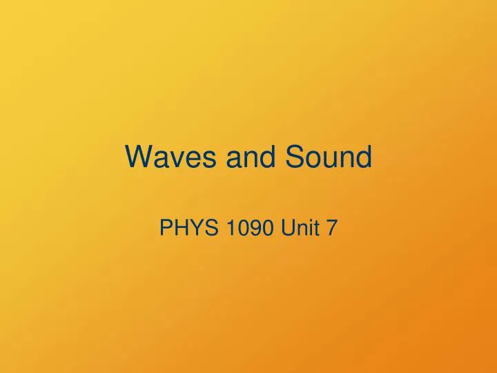 waves and sound