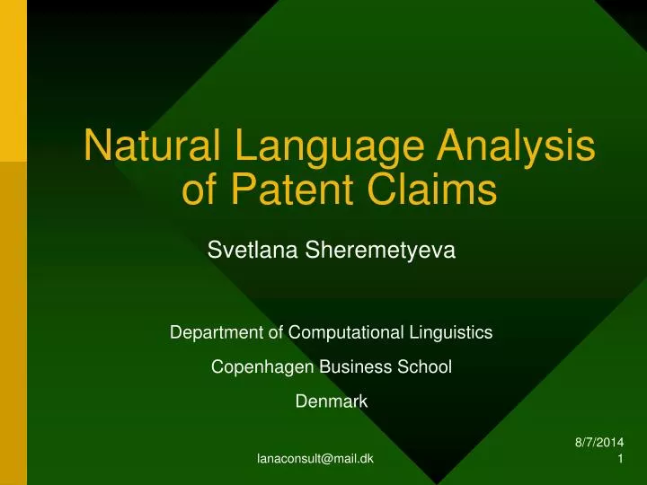 natural language analysis of patent claims