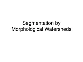 Segmentation by Morphological Watersheds