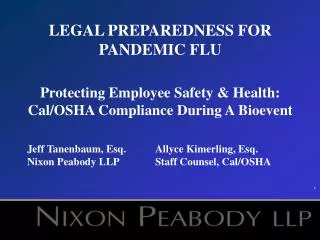 LEGAL PREPAREDNESS FOR PANDEMIC FLU