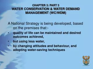 CHAPTER 3: PART 3 WATER CONSERVATION &amp; WATER DEMAND MANAGEMENT (WC/WDM)