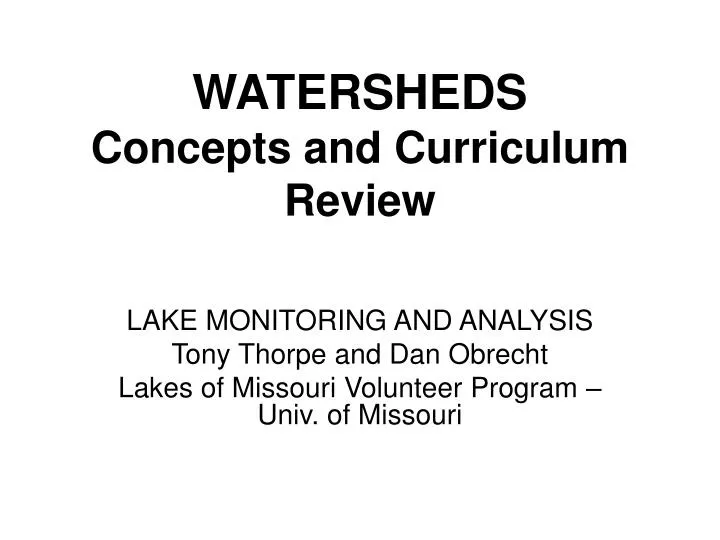 watersheds concepts and curriculum review