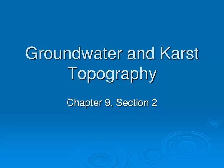 groundwater and karst topography