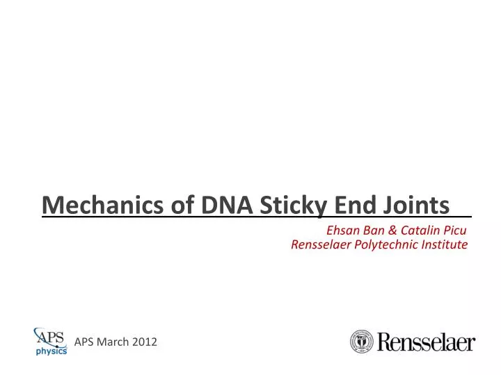 mechanics of dna sticky end joints