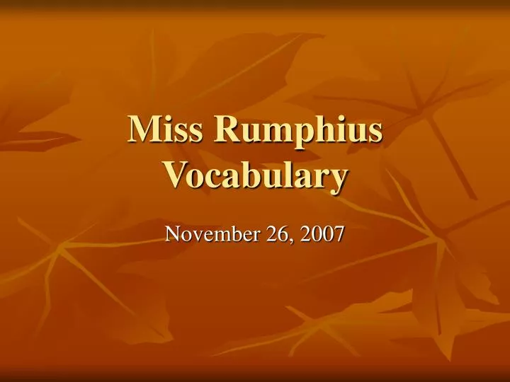 miss rumphius vocabulary