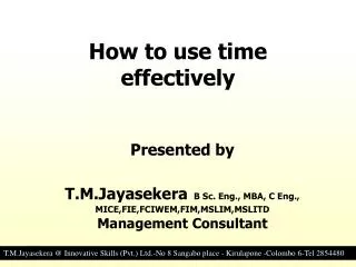 How to use time effectively