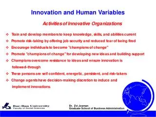 Innovation and Human Variables