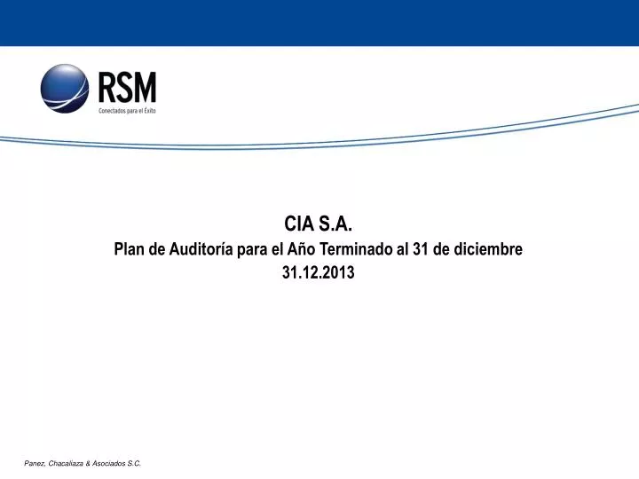 cia s a plan de auditor a para el a o terminado al 31 de diciembre 31 12 2013