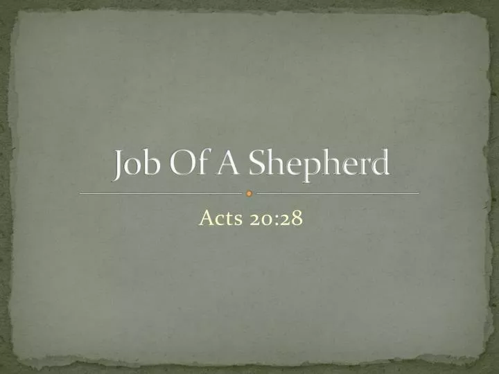 job of a shepherd