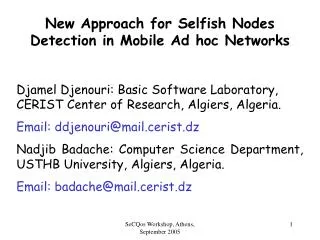 New Approach for Selfish Nodes Detection in Mobile Ad hoc Networks