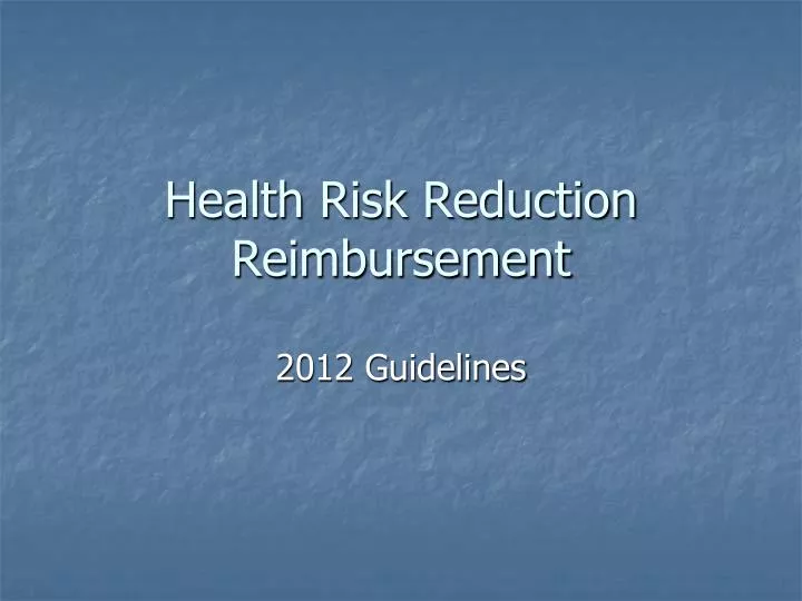 health risk reduction reimbursement