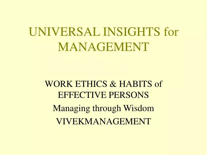 universal insights for management