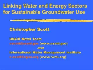 Linking Water and Energy Sectors for Sustainable Groundwater Use