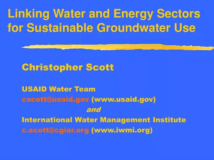 linking water and energy sectors for sustainable groundwater use