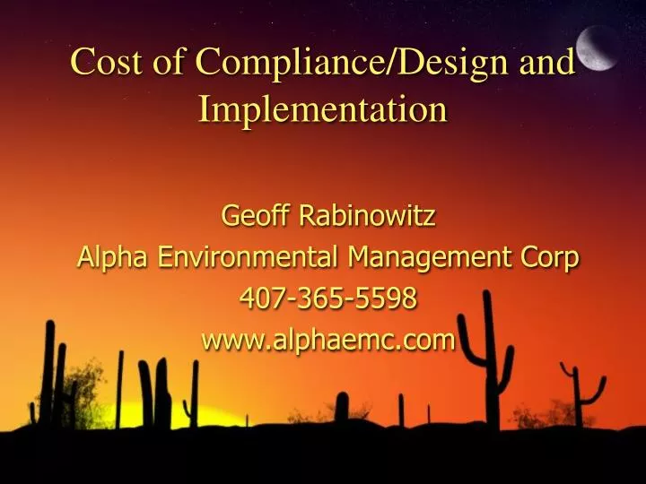 cost of compliance design and implementation