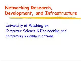 Networking Research, Development, and Infrastructure