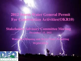 2012 Storm Water General Permit For Construction Activities(OKR10)