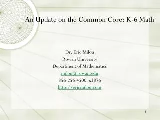 An Update on the Common Core: K-6 Math
