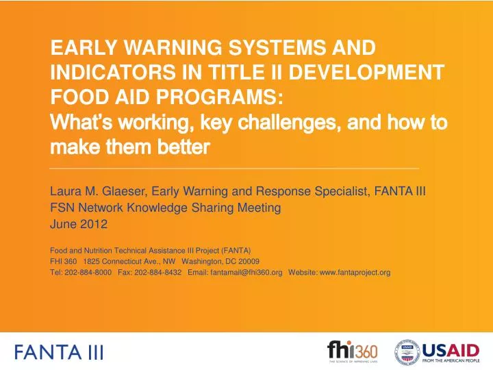 laura m glaeser early warning and response specialist fanta iii