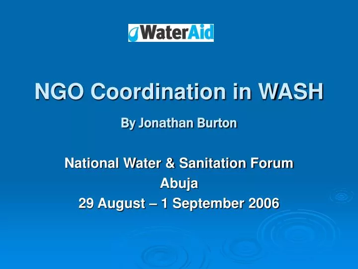 ngo coordination in wash by jonathan burton