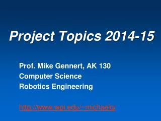 Project Topics 2014-15