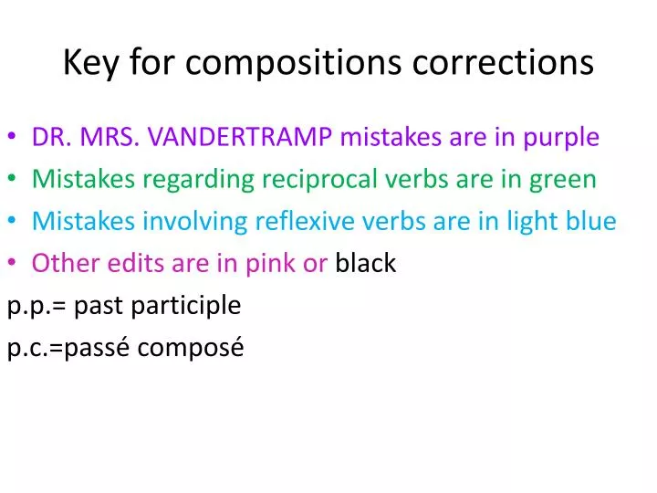 key for compositions corrections