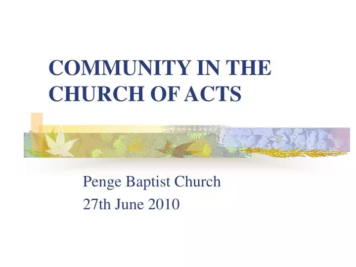 community in the church of acts