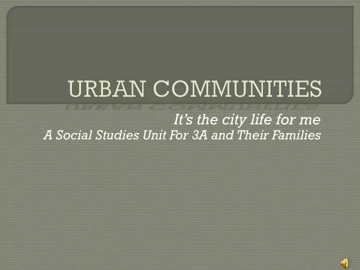 urban communities
