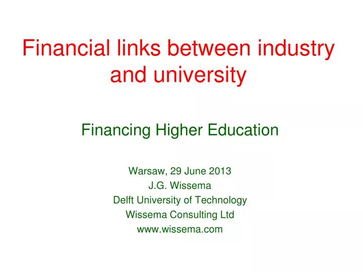 financial links between industry and university